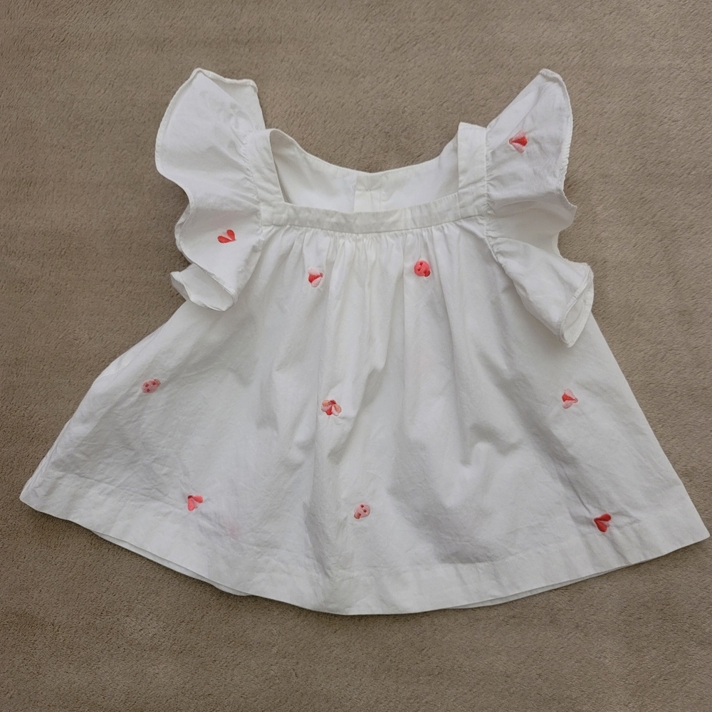 Jacadi Baby Girl White/Multi-color Alicia Poplin Dress Size 12 Months